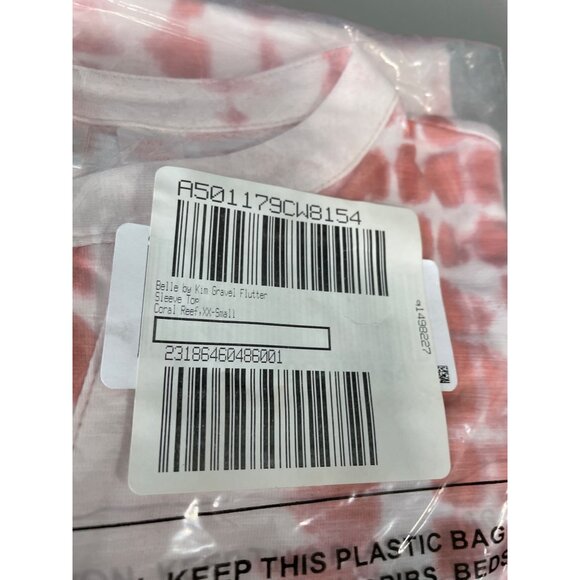 Belle by Kim Gravel Flutter Sleeve Top Womens XXS Coral Reef Cotton Blend NEW - Picture 3 of 6